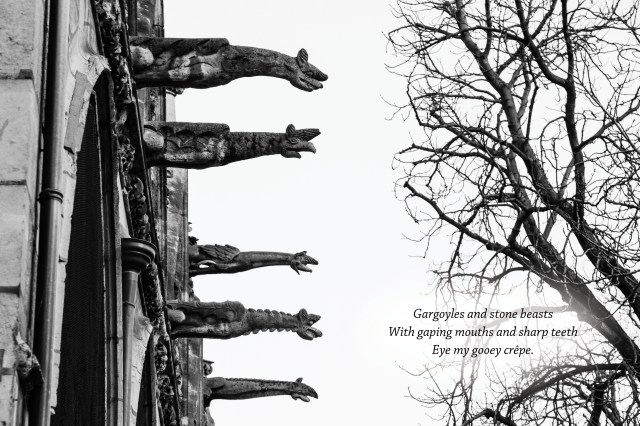 B&W gargoyles haiku